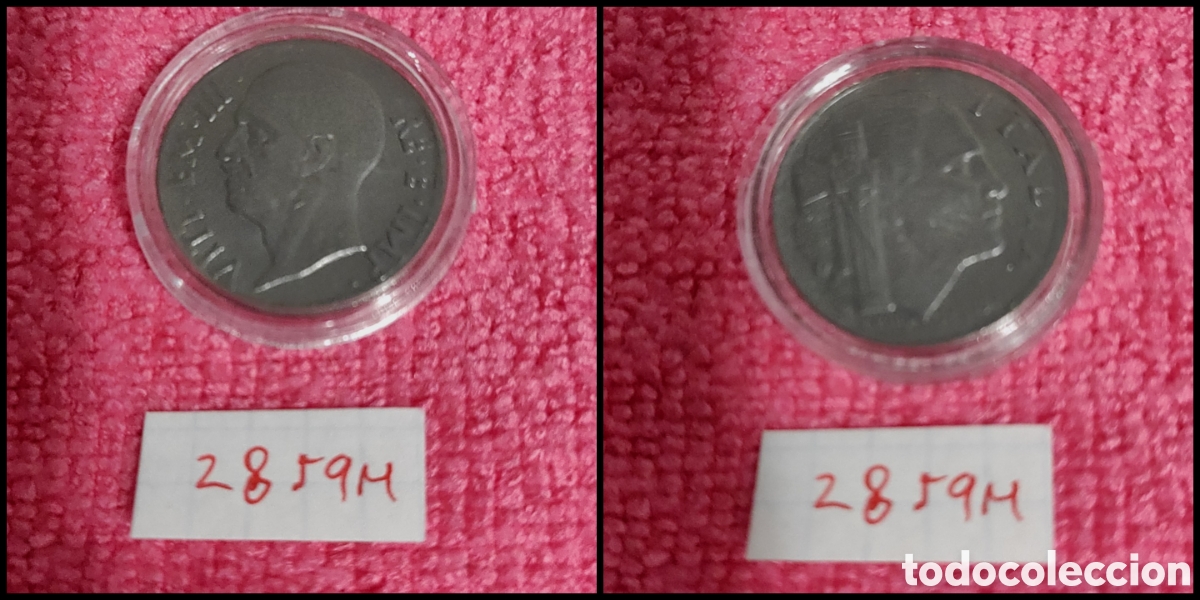 Monedas antiguas de Europa: 20 cent&eacute;simos italianos a&ntilde;o 1940, XVIII magn&eacute;tica, 21,8mm
