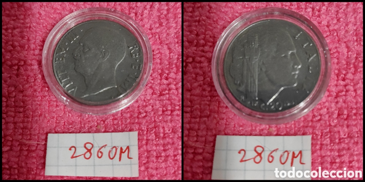Monedas antiguas de Europa: 20 cent&eacute;simos de Italia a&ntilde;o 1941,XIX magn&eacute;tica, 21,8mm