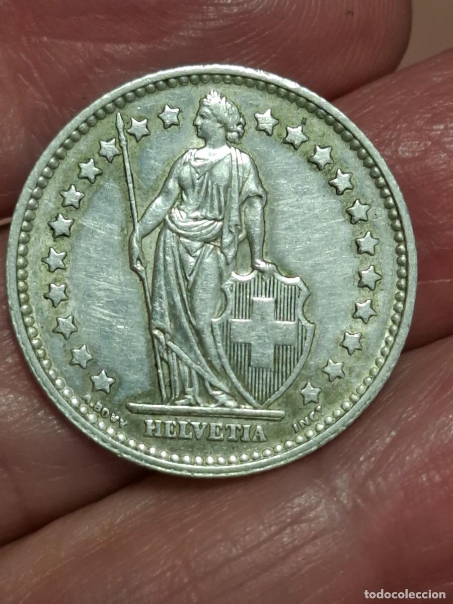 Monete antiche di Europa: MONEDA DE SUIZA DE 1/2 FRANCO DE PLATA DE 1959 SC-