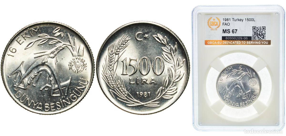 Monedas antiguas de Europa: 1500 Lira (FAO) 1981