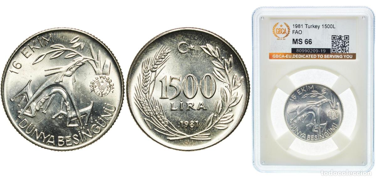 Monedas antiguas de Europa: 1500 Lira (FAO) 1981