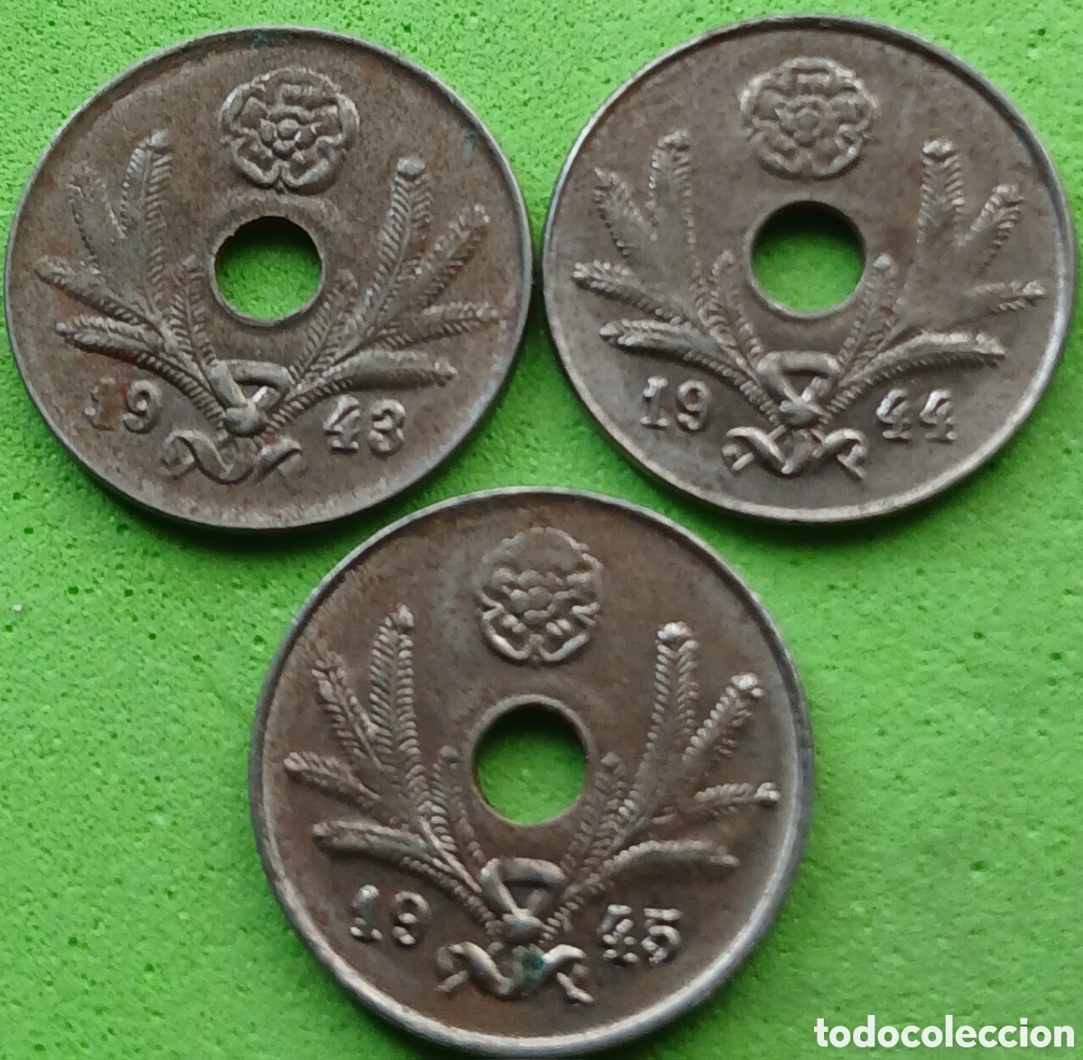 Monedas antiguas de Europa: Finlandia 10 pennia 1943/1944/1945 serie completa. Km#34
