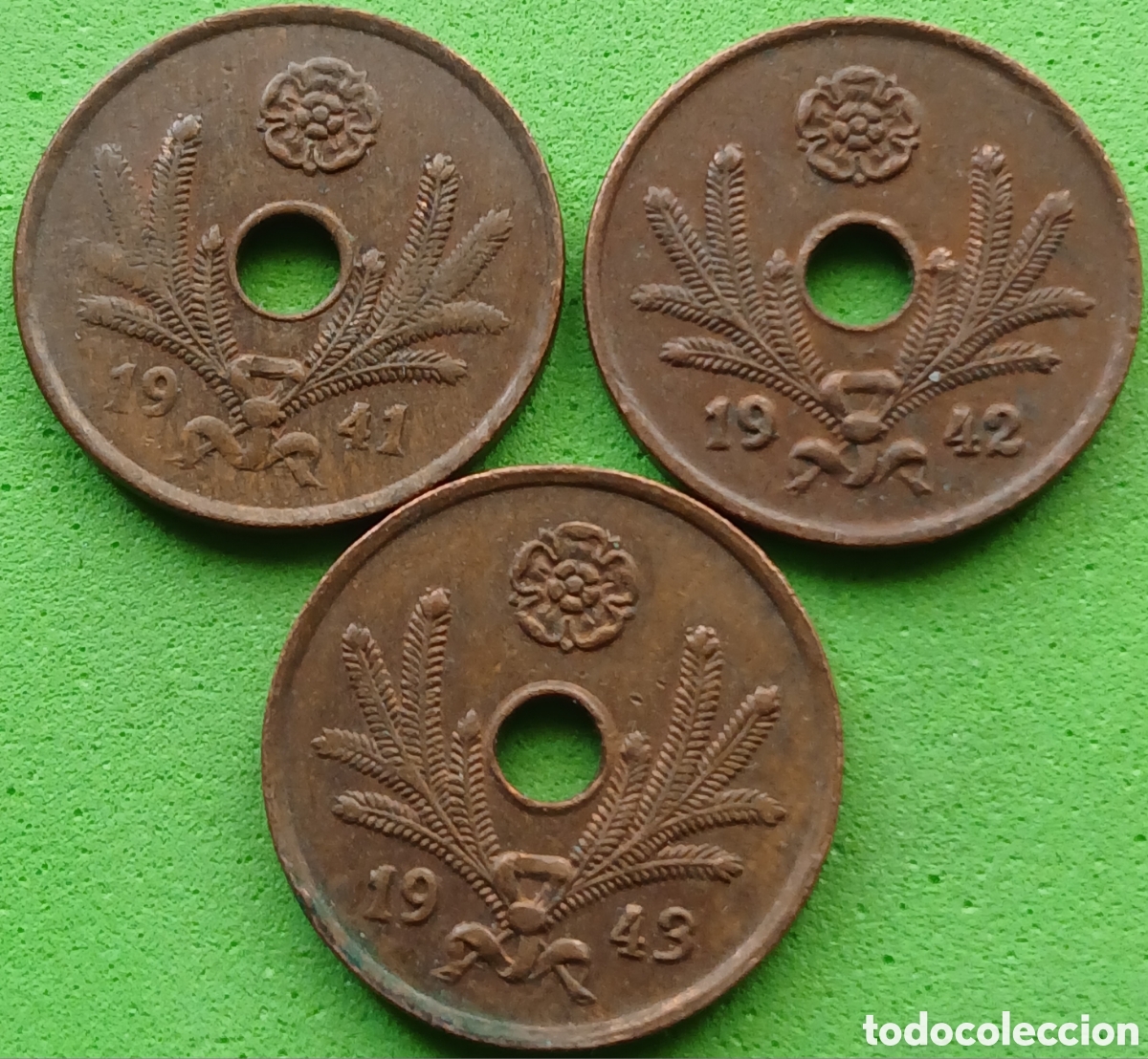 Monedas antiguas de Europa: Finlandia 10 pennia 1941/1942/1943 serie completa. Km#33