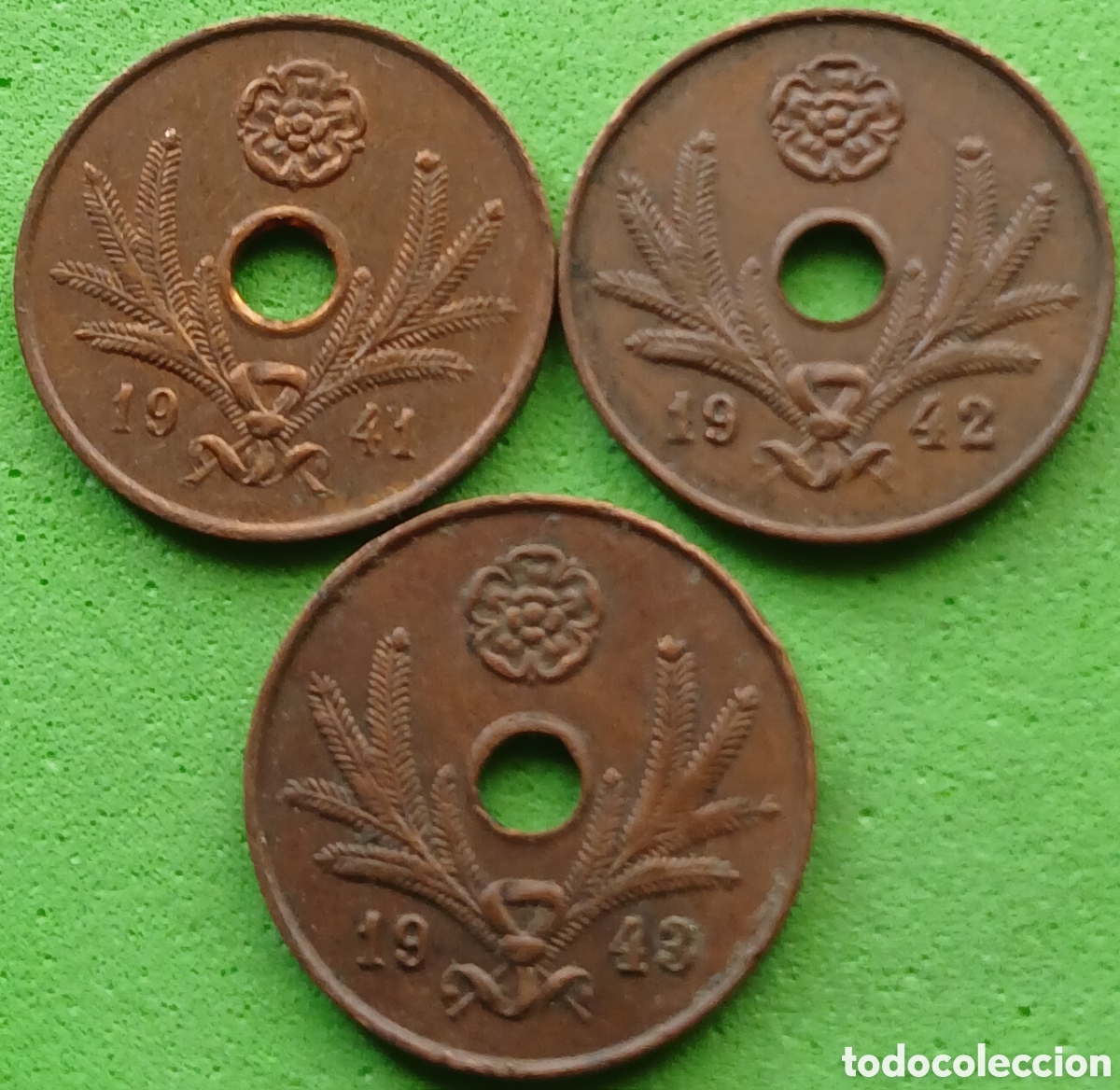 Monedas antiguas de Europa: Finlandia 5 pennia 1941/1942/1943 serie completa. Km#64