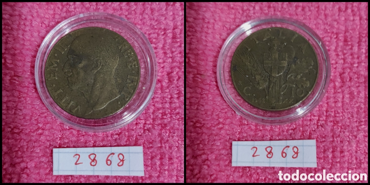 Monedas antiguas de Europa: 10 cent&eacute;simos italianos a&ntilde;o 1942