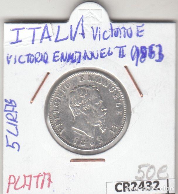 Monedas antiguas de Europa: CR2432 MONEDA ITALIA 1 LIRA 1863 PLATA