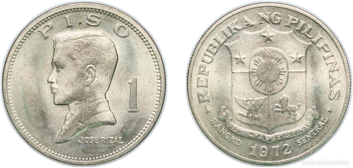 Monedas antiguas de Europa: 1972 1 Piso A&ntilde;o: 1972 Valor facial: 1 Peso Material: Nickel brass Tirada: 121,821,000 Peso: 14.45g