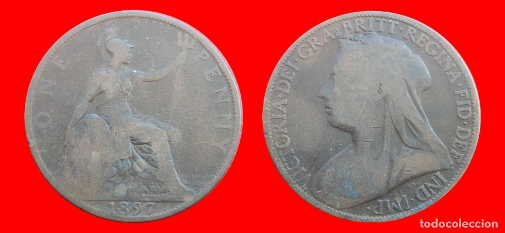 Old Coins of Europe: 1 PENIQUE PENNY 1897 INGLATERRA REINO UNIDO-152489