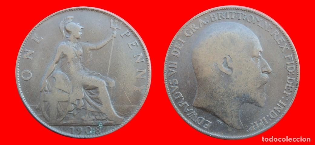 Monedas antiguas de Europa: 1 PENIQUE PENNY 1908 INGLATERRA REINO UNIDO-152498