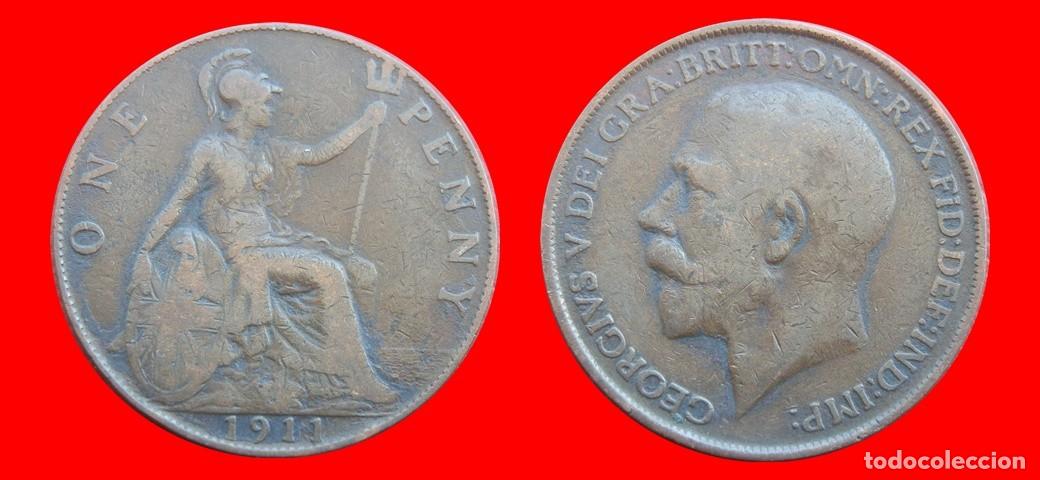 Monedas antiguas de Europa: 1 PENIQUE PENNY 1911 INGLATERRA REINO UNIDO-152501
