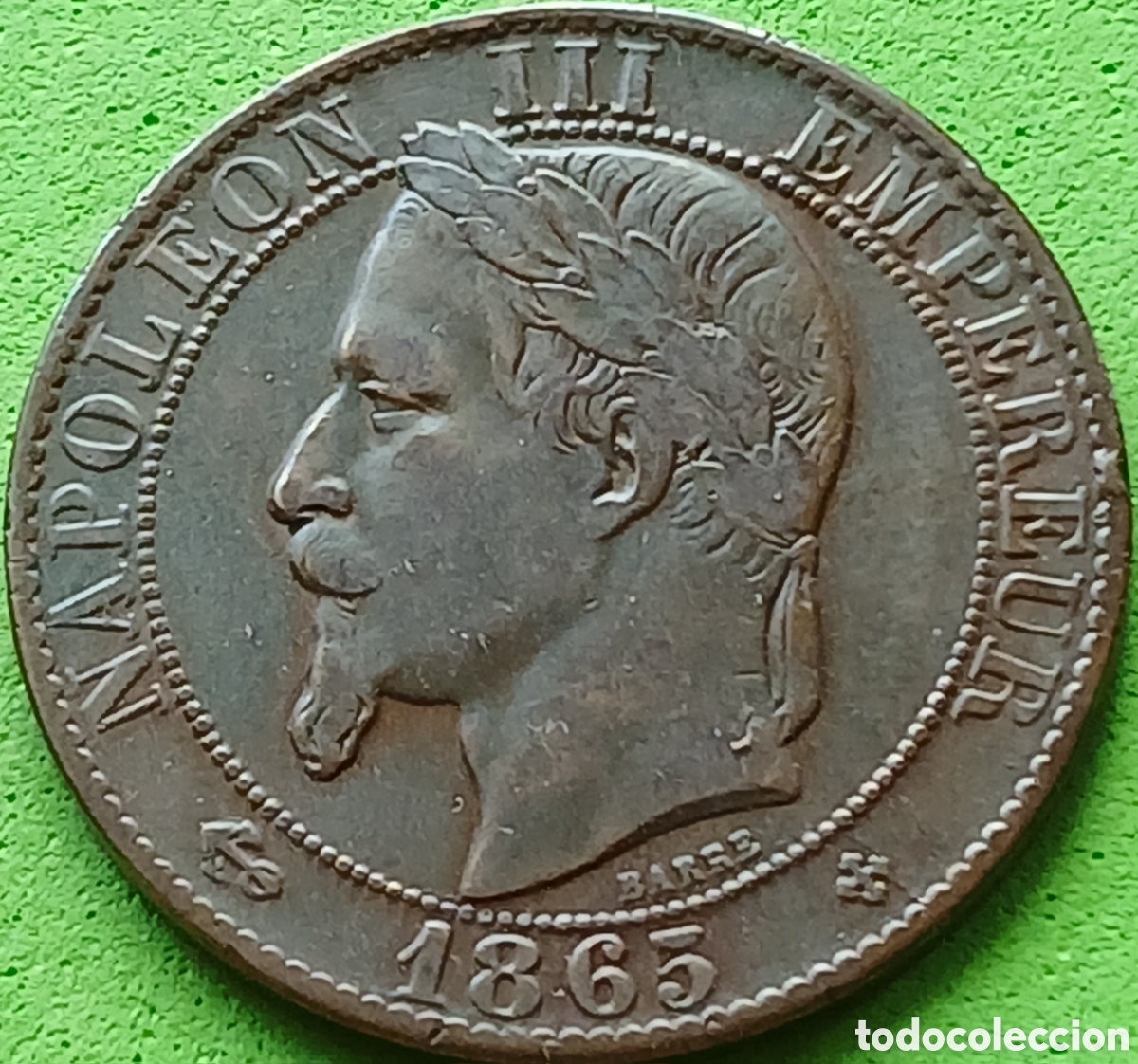 Monedas antiguas de Europa: Francia 5 c&eacute;ntimos 1865 BB( Estrasburgo) km#797