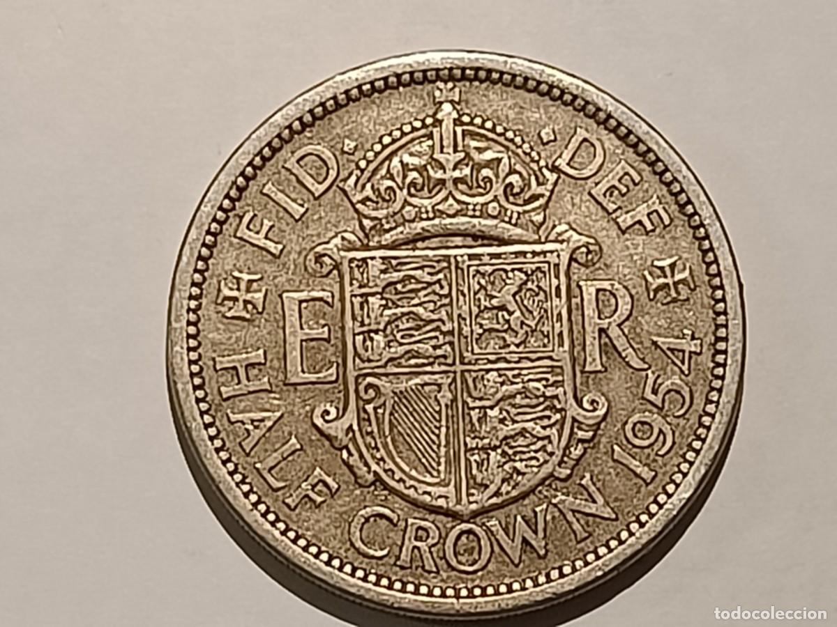 Monedas antiguas de Europa: Moneda de Gran Breta&ntilde;a. Half Crown. 1954