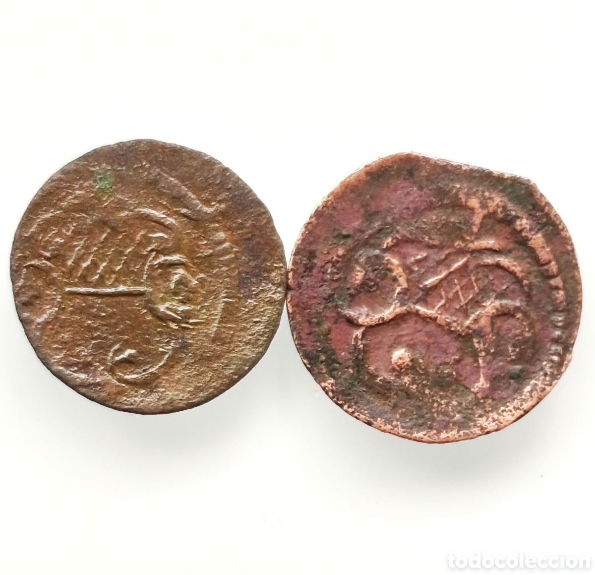 Monedas antiguas de Europa: Lote 2 monedas 1 Heller (km7) y 1 pfenning (km9) de la ciudad de Ulm, estados alemanes, a&ntilde;o 1620