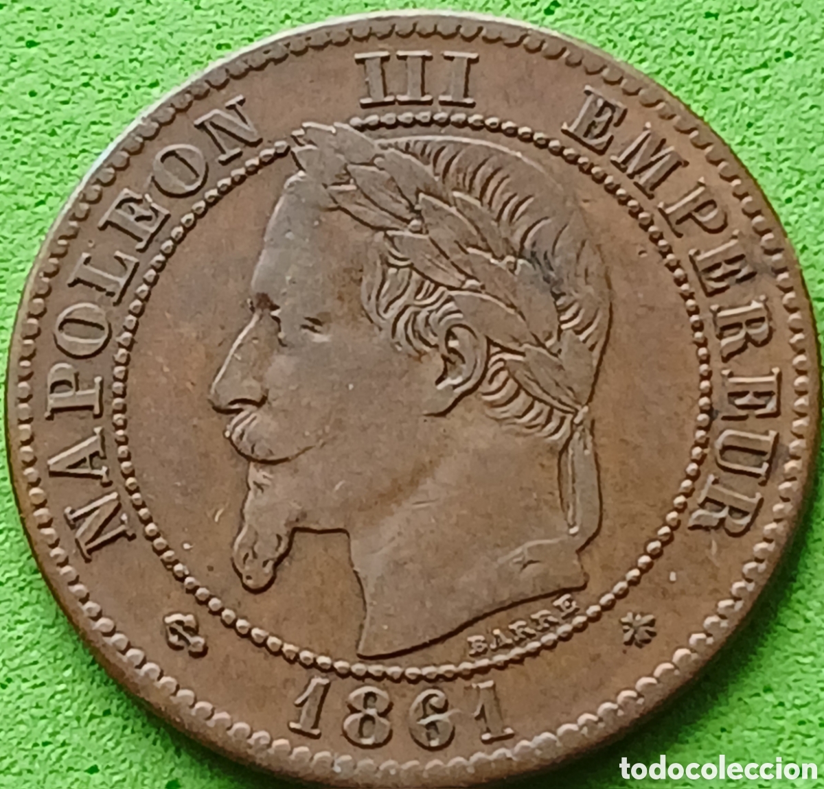 Monedas antiguas de Europa: Francia 10 c&eacute;ntimos 1861 A ( Par&iacute;s) km#796