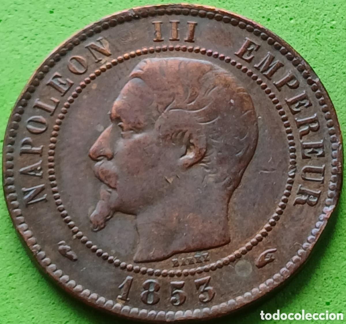 Monedas antiguas de Europa: Francia 10 c&eacute;ntimos 1853 A (Par&iacute;s) km#771