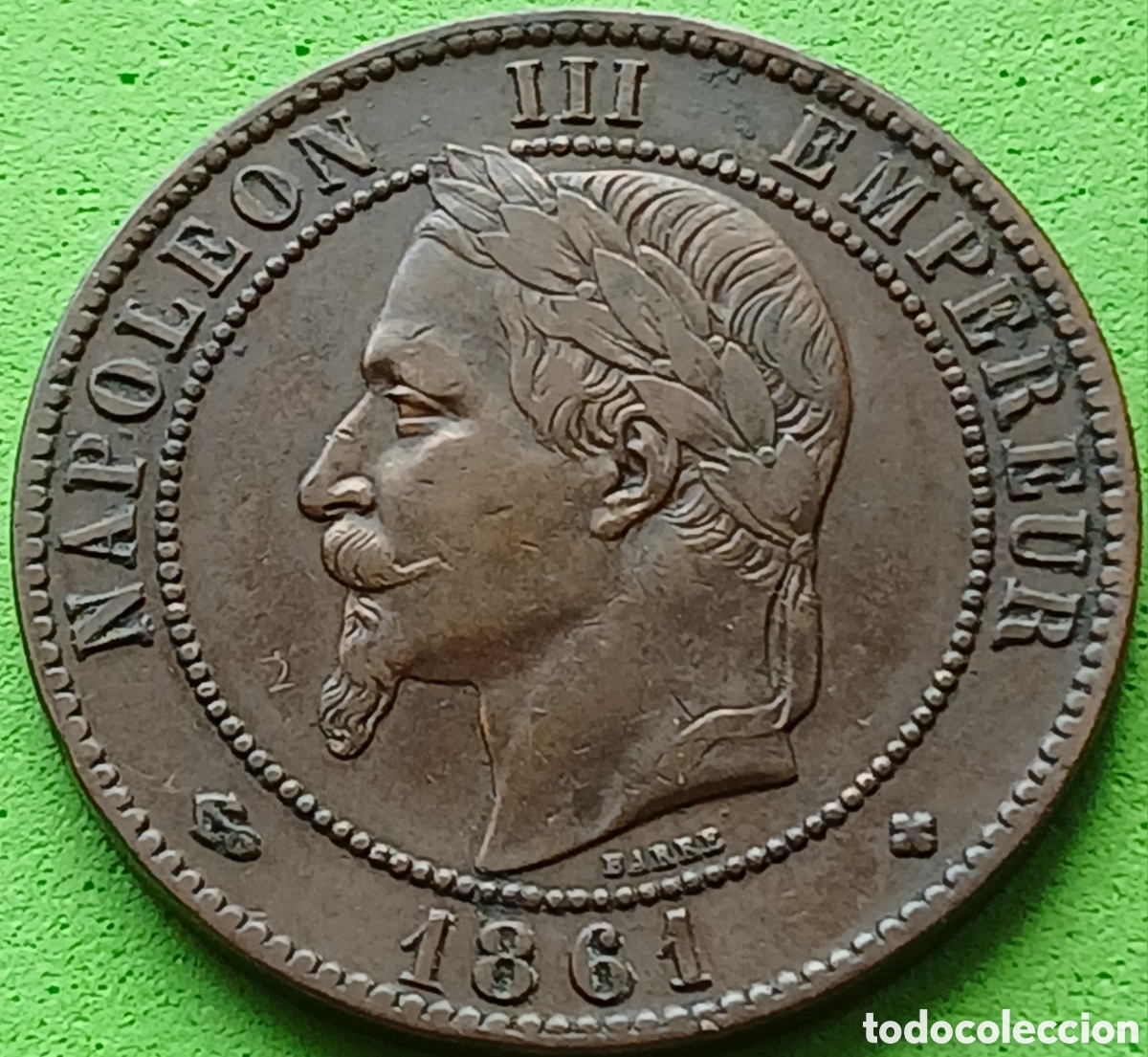 Monedas antiguas de Europa: Francia 10 c&eacute;ntimos 1861 BB (Estrasburgo) km#798
