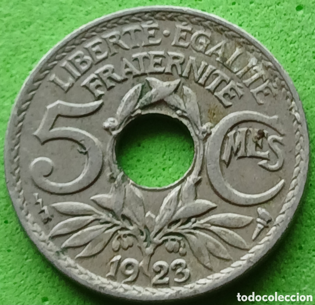 Monedas antiguas de Europa: Francia 5 c&eacute;ntimos 1923 km#875 ceca Poissy