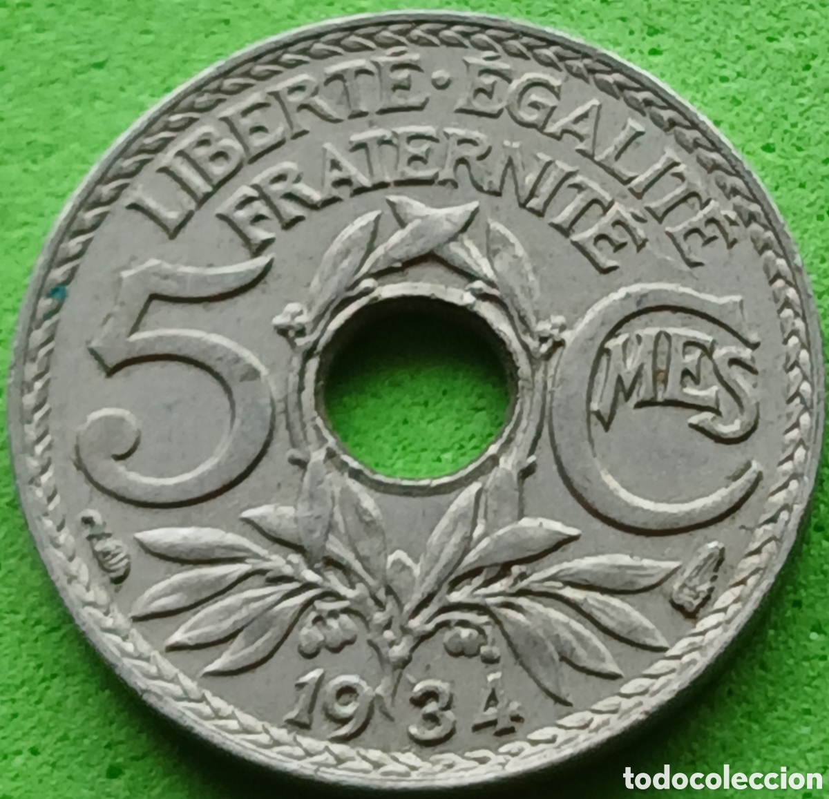 Monedas antiguas de Europa: Francia 5 c&eacute;ntimos 1934 km#875