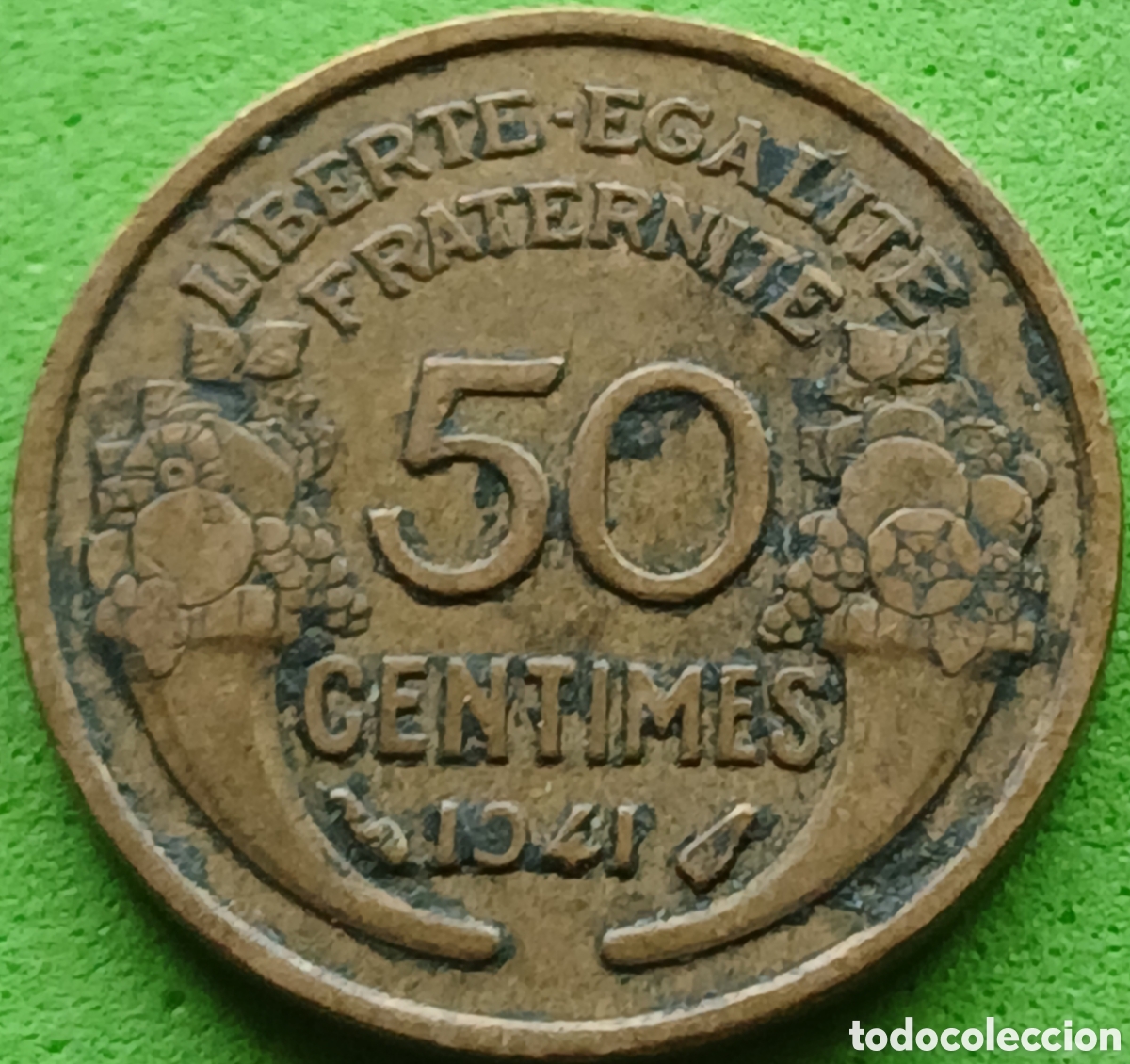 Monedas antiguas de Europa: Francia 50 c&eacute;ntimos 1941 km#894