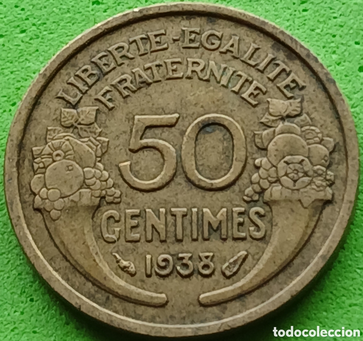 Monedas antiguas de Europa: Francia 50 c&eacute;ntimos 1938 km#894