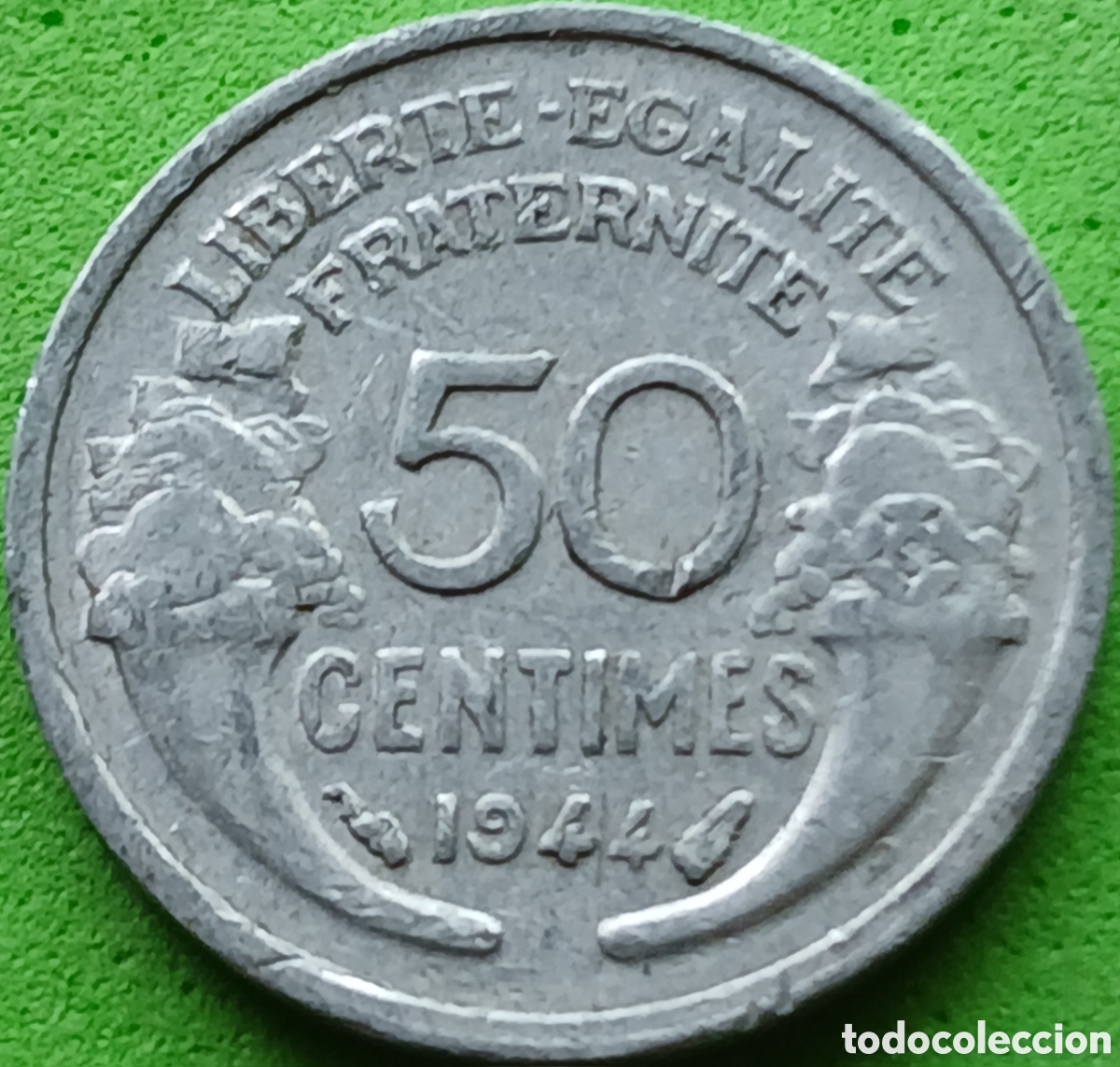 Monedas antiguas de Europa: Francia 50 c&eacute;ntimos 1944 km#894a