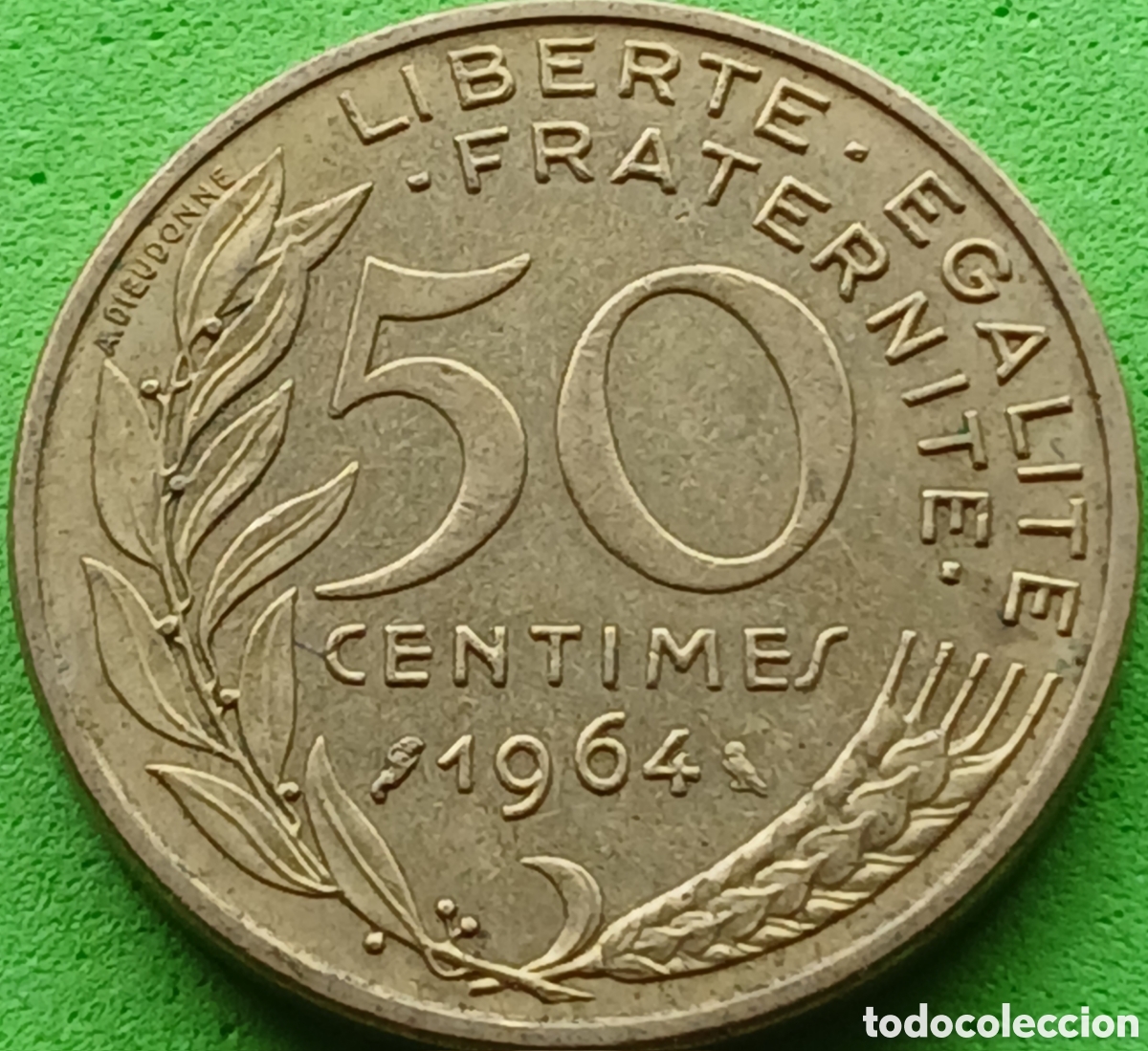 Monedas antiguas de Europa: Francia 50 c&eacute;ntimos 1964 km#939 poco com&uacute;n