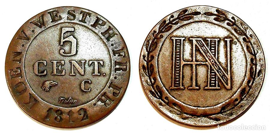 Alte M&uuml;nzen aus Europa: WESTPHALIA - 5 CENTS - 1812-C- COBRE - E. B. C.