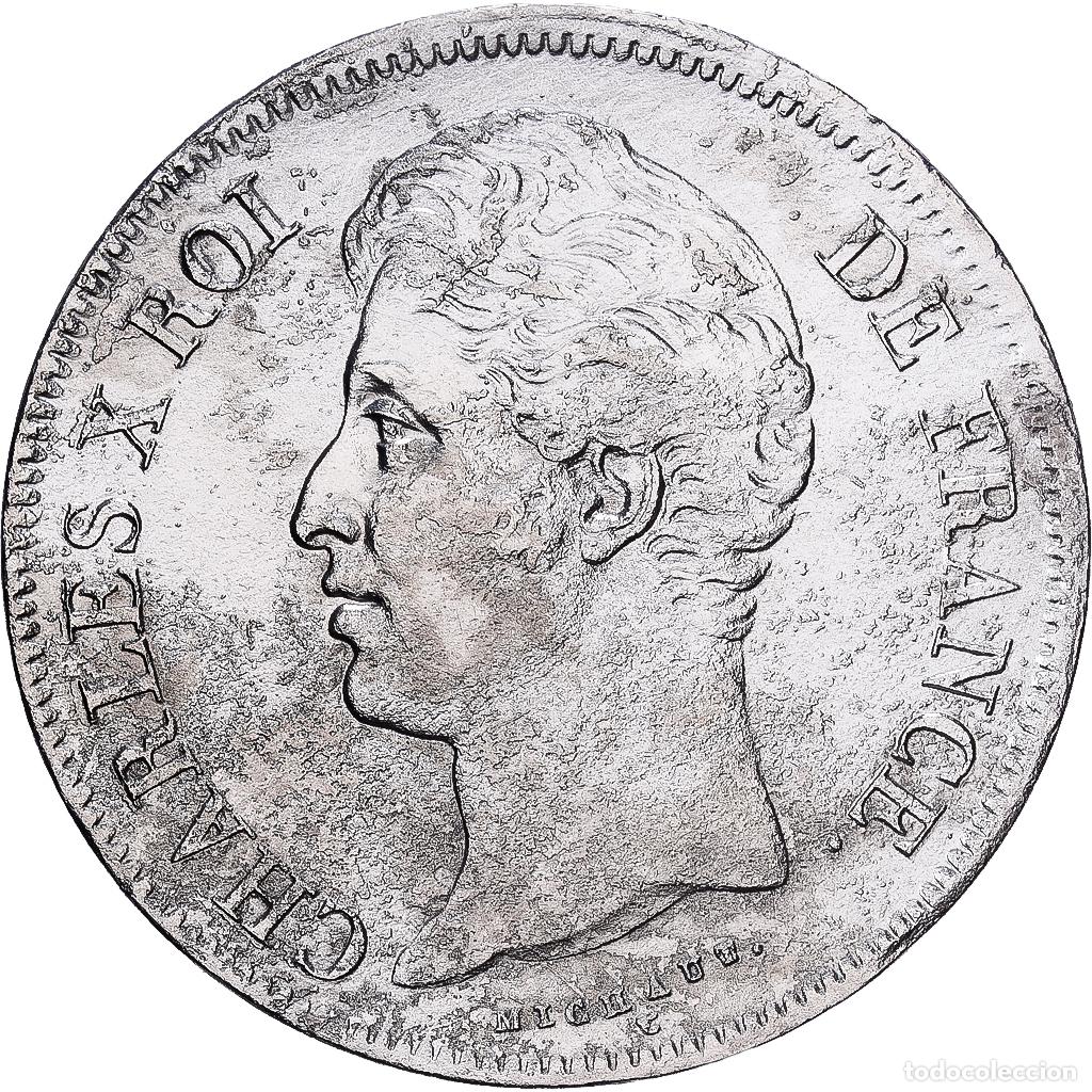 Monedas antiguas de Europa: [#1551010] Francia, Charles X, 5 Francs, 1829, Rouen, Plata, BC+, Gadoury:644, KM:728.2