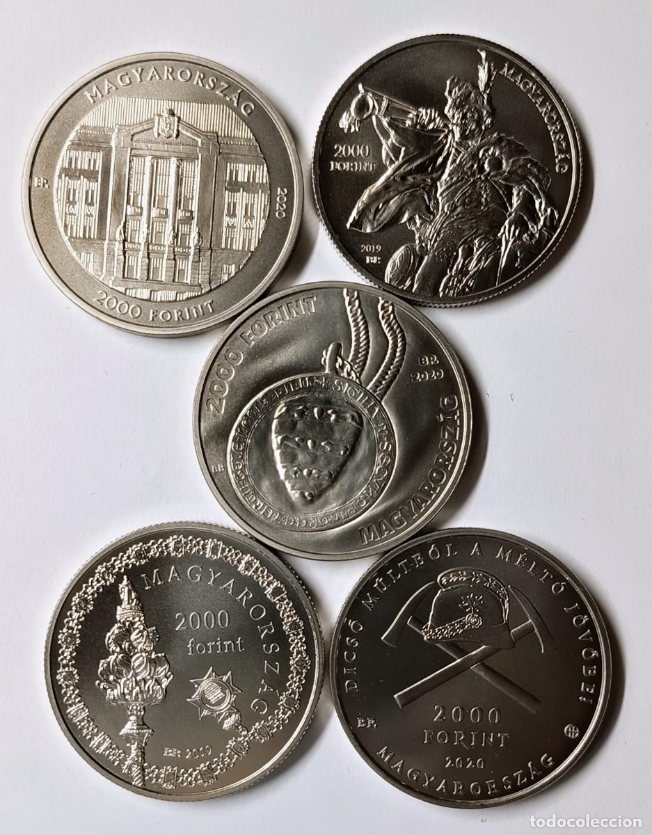 Old Coins of Europe: HUNGR&Iacute;A (4). 5 MONEDAS DE 2000 FORINT, A&Ntilde;OS 2019 Y 2020.