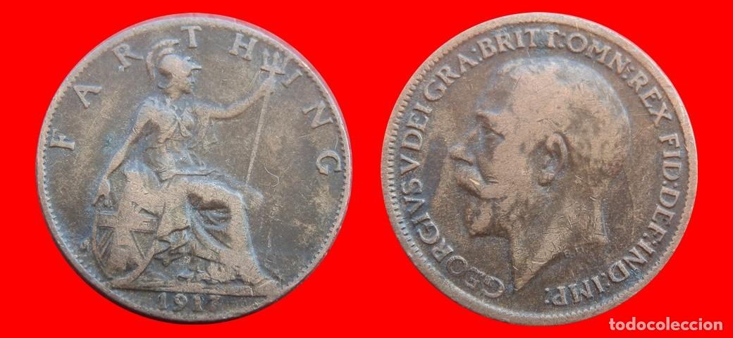 Monedas antiguas de Europa: 1 FARTHING 1917 INGLATERRA REINO UNIDO-152528