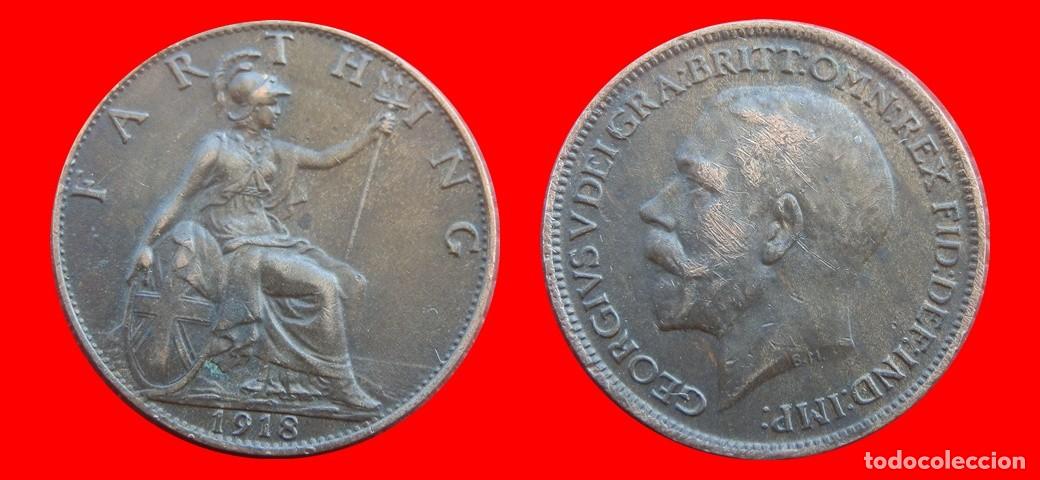 Monedas antiguas de Europa: 1 FARTHING 1918 INGLATERRA REINO UNIDO-152529