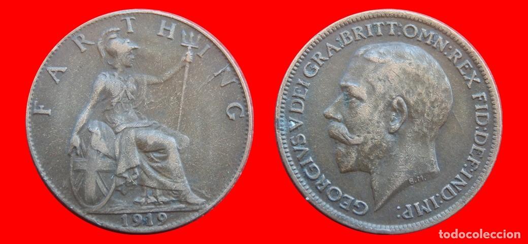 Monedas antiguas de Europa: 1 FARTHING 1919 INGLATERRA REINO UNIDO-152530