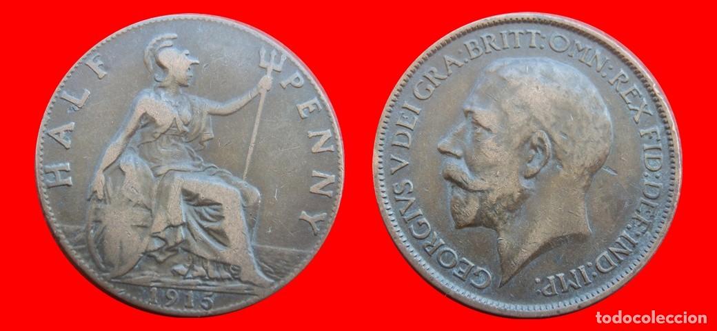 Monedas antiguas de Europa: 1/2 PENIQUE PENNY 1915 INGLATERRA REINO UNIDO-152544