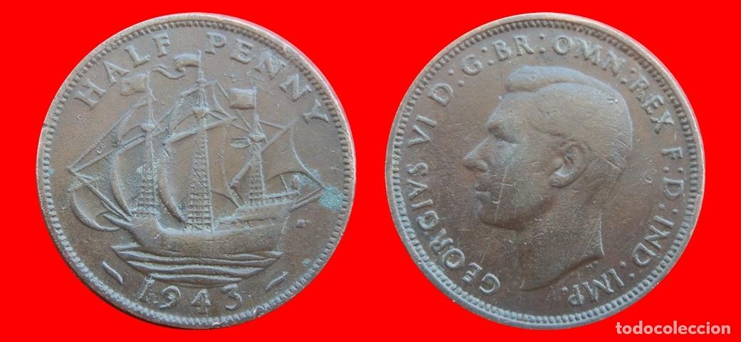 Monedas antiguas de Europa: 1/2 PENIQUE PENNY 1943 INGLATERRA REINO UNIDO-152549