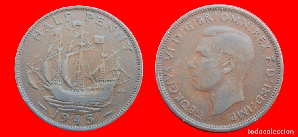 Monedas antiguas de Europa: 1/2 PENIQUE PENNY 1945 INGLATERRA REINO UNIDO-152551