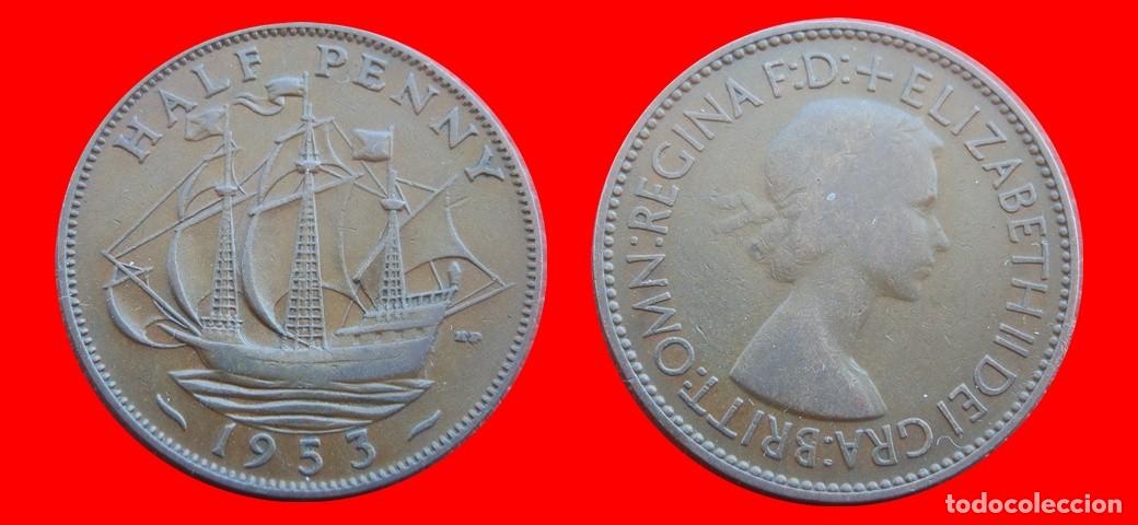 Monedas antiguas de Europa: 1/2 PENIQUE PENNY 1953 INGLATERRA REINO UNIDO-152556