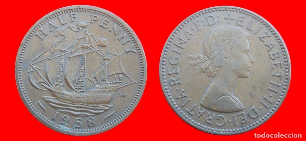 Monedas antiguas de Europa: 1/2 PENIQUE PENNY 1958 INGLATERRA REINO UNIDO-152558