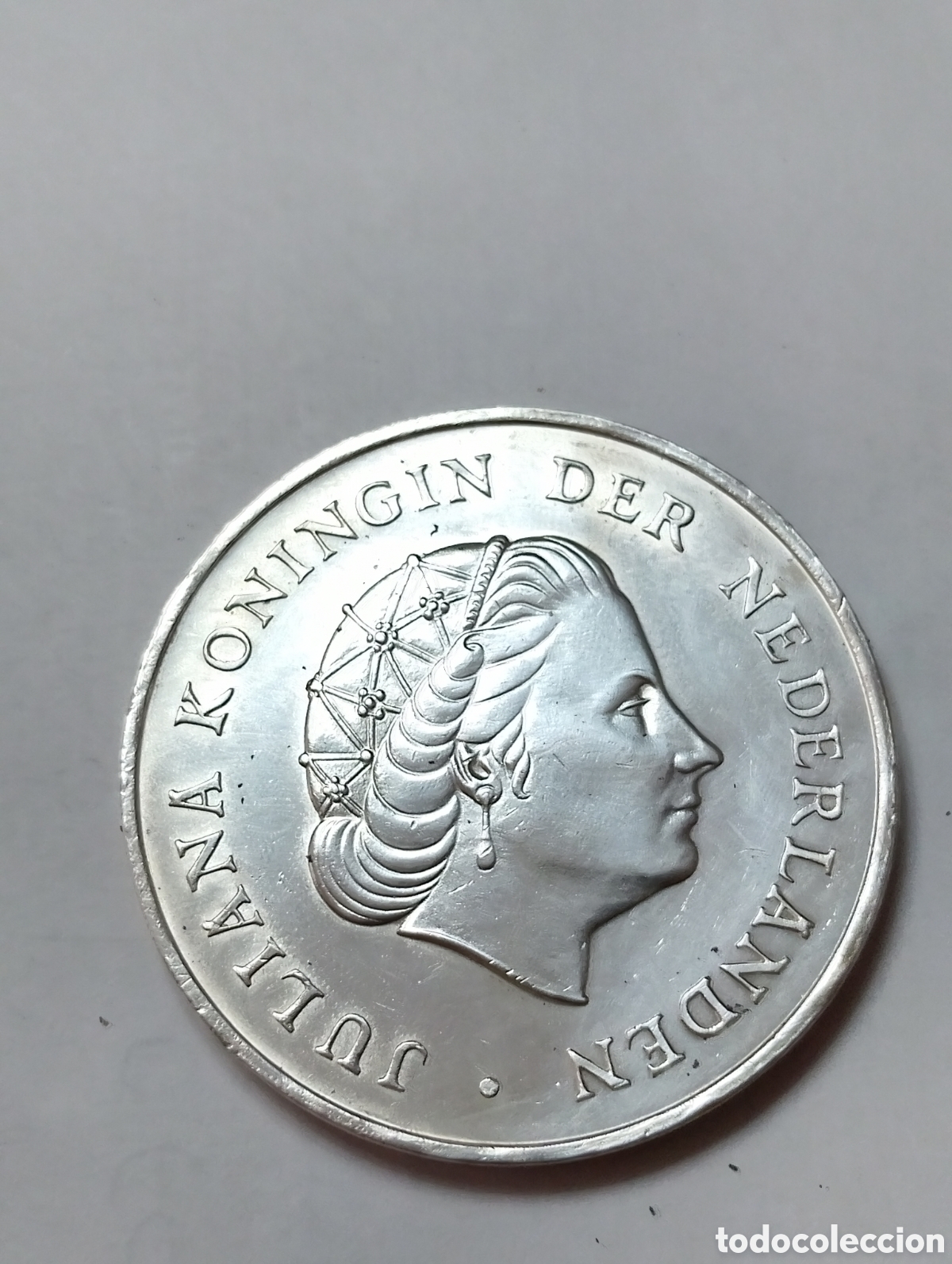 Monedas antiguas de Europa: Moneda plata de 2,5 guden de la reina Juliana Holanda 1964