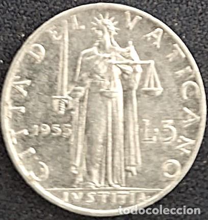 Monedas antiguas de Europa: Vaticano, 5 Liras 1953 ''Pio XII'' KM#51.1./ Bonita./ Foto.