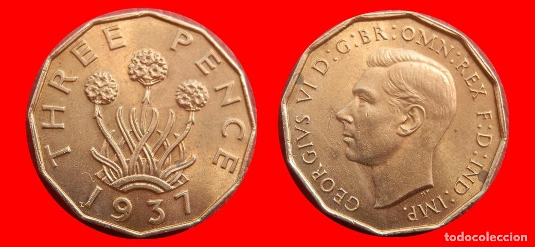 Monedas antiguas de Europa: 3 PENIQUES PENCE 1937 INGLATERRA REINO UNIDO-152594