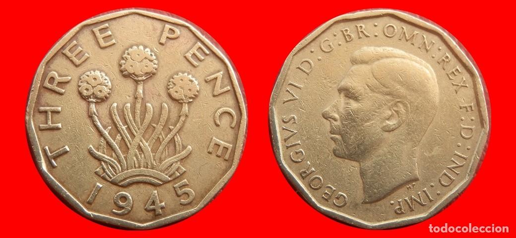 Monedas antiguas de Europa: 3 PENIQUES PENCE 1945 INGLATERRA REINO UNIDO-152599