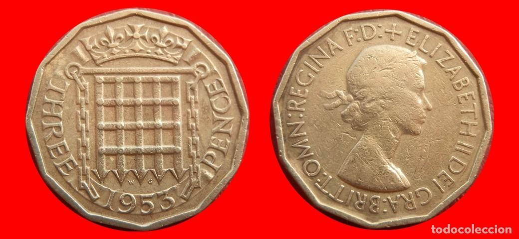 Monedas antiguas de Europa: 3 PENIQUES PENCE 1953 INGLATERRA REINO UNIDO-152600