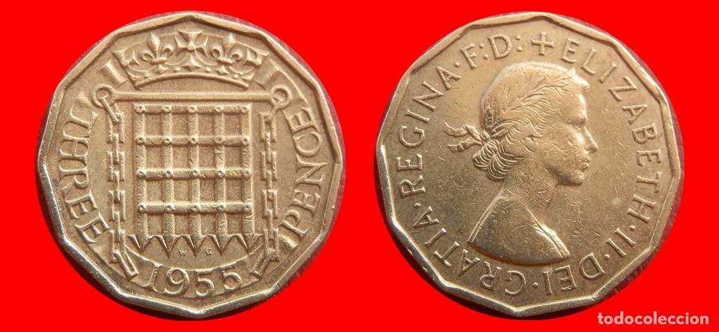Monedas antiguas de Europa: 3 PENIQUES PENCE 1955 INGLATERRA REINO UNIDO-152601