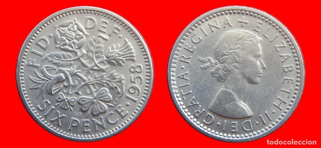 Monedas antiguas de Europa: 6 PENIQUES PENCE 1958 INGLATERRA REINO UNIDO-152610