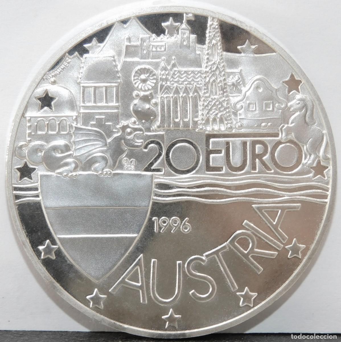 Monedas antiguas de Europa: MONEDA DE AUSTRIA 20 EUROS 1996-1.000 ANIVERSARIO CREACI&Oacute;N DE AUSTRIA PROOF PLATA 0,925 SUPER ESCASA