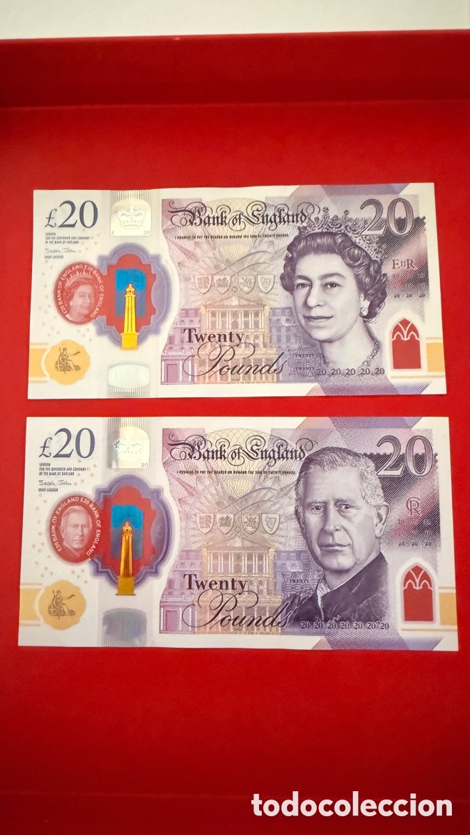 Monedas antiguas de Europa: Reino Unido 2 Billetes de 20 Pounds
