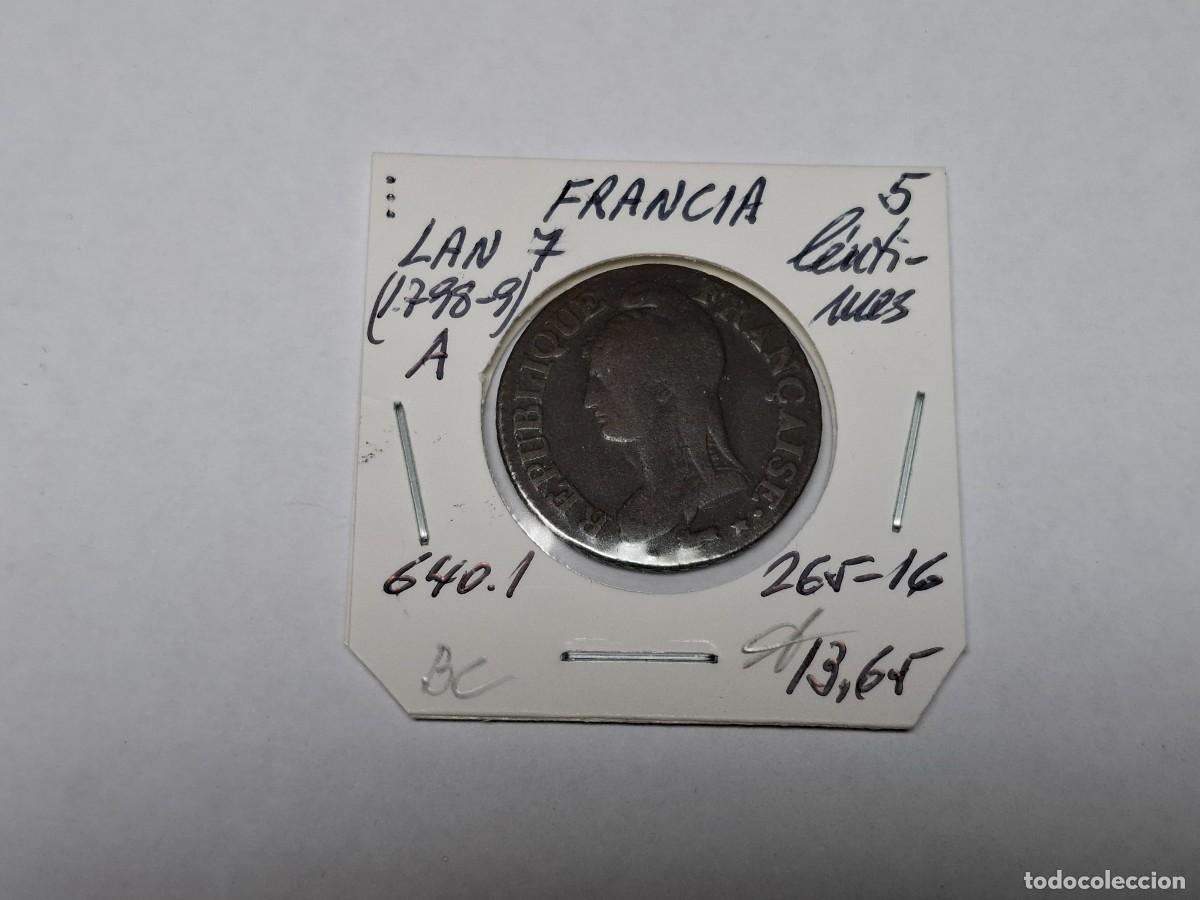 Monedas antiguas de Europa: 5 CENTIMES de LAN 7 A KM 640.1 FRANCIA en BC