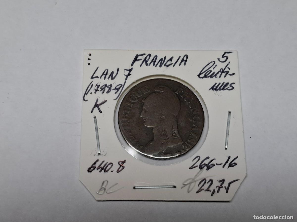 Monedas antiguas de Europa: 5 CENTIMES de LAN 7 K KM 640.8 FRANCIA en BC