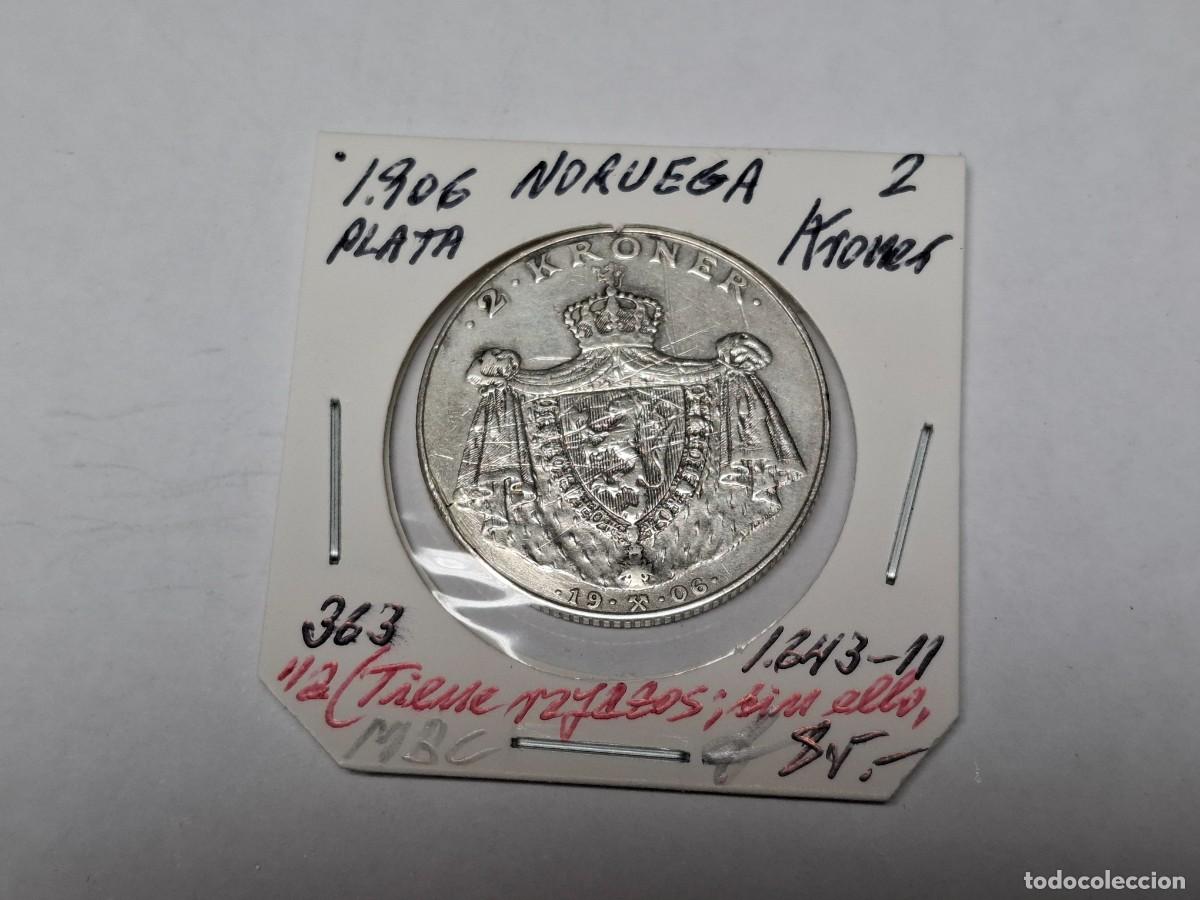 Monedas antiguas de Europa: 2 KRONES de PLATA de 1906V KM 363 NORUEGA en MBC