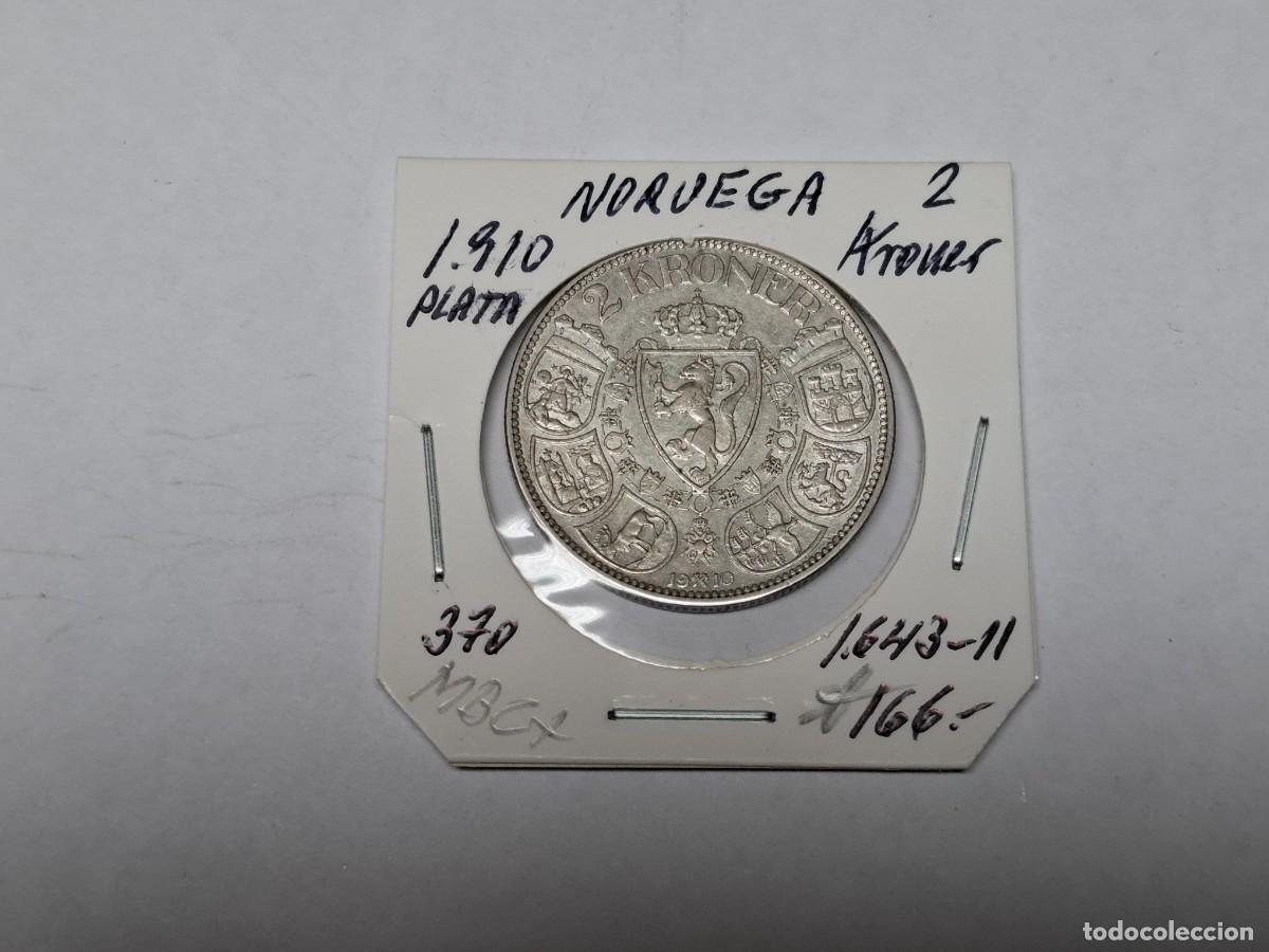 Monedas antiguas de Europa: 2 KRONES de PLATA de 1910 KM 370 NORUEGA en MBC+